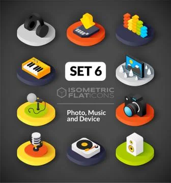 Isometric flat icons set 스톡 일러스트