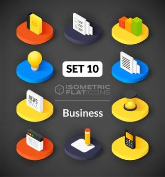 Isometric flat icons set Stock Illustration