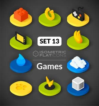 Isometric flat icons set Illustrazione stock