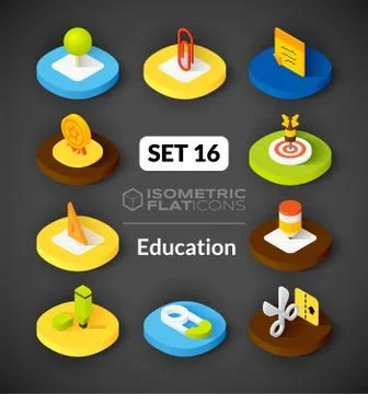 Isometric flat icons set Stock Illustration