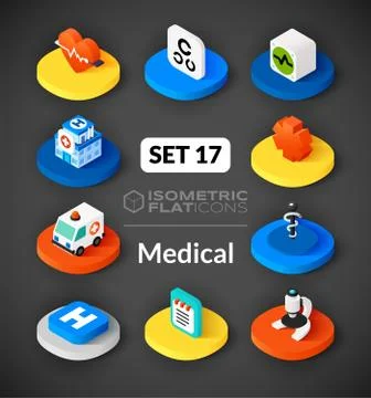 Isometric flat icons set Stock Illustration