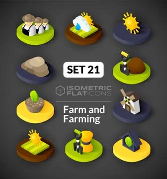 Isometric flat icons set Stock Illustration