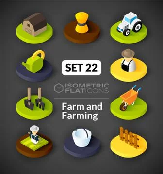 Isometric flat icons set Illustrazione stock