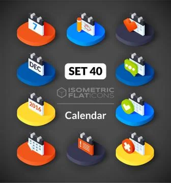 Isometric flat icons set Stock Illustration