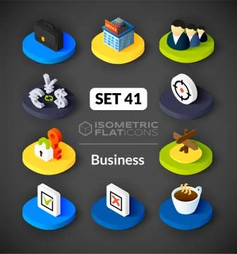 Isometric flat icons set Illustrazione stock
