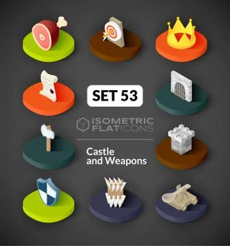 Isometric flat icons set Stock Illustration