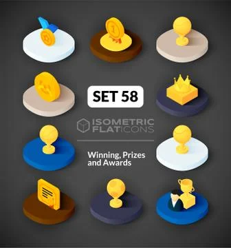 Isometric flat icons set Stock Illustration