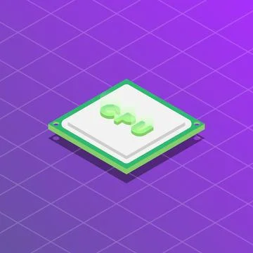 Isometric Flat Style CPU Vector Isolated in Green Gradient Suitable for Web.. Stock Illustration