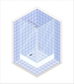 Isometric flat vector 3D concept showers cabin Illustrazione stock