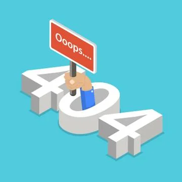 Isometric flat vector concept of 404 error, page not found, loss of connection. Illustrazione stock