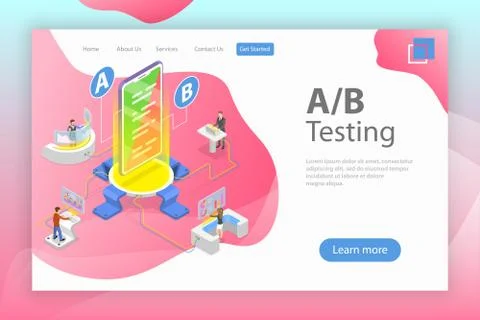 Isometric flat vector concept of AB testing, split test, A-B comparison. Stockillustratie