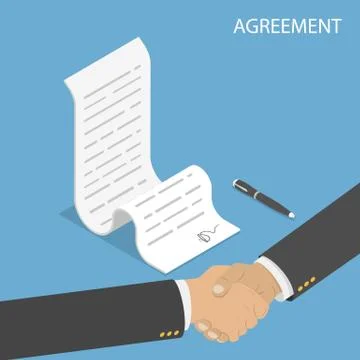 Isometric flat vector concept of agreement, handshake. Stock Illustration
