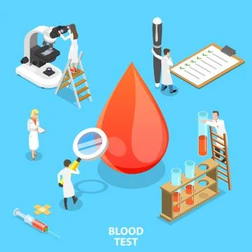 Isometric flat vector concept of blood test procedure. Stock Illustration