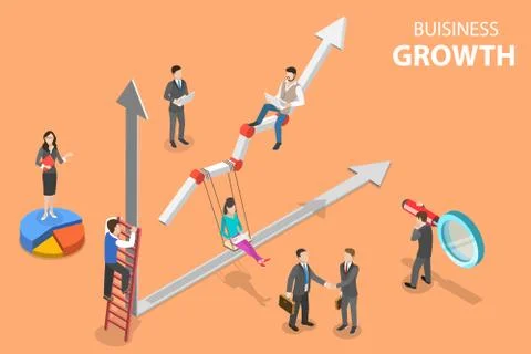 Isometric flat vector concept of business growth, increasing efficiency. Stock Illustration