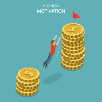 Isometric flat vector concept of business motivation, achievment, ambition. Stock Illustration