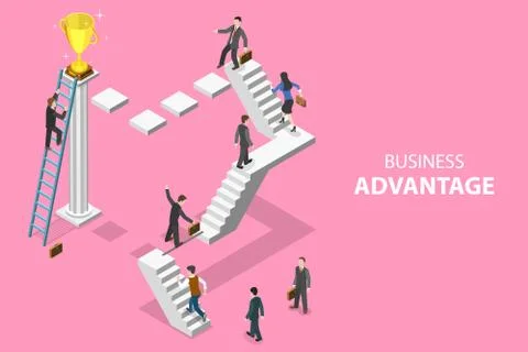 Isometric flat vector concept of business advantage, leadership. Stock-Illustration