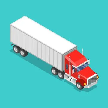 Isometric flat vector concept of a cargo truck. Stock Illustration