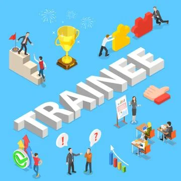 Isometric flat vector concept of company trainee program. Illustrazione stock
