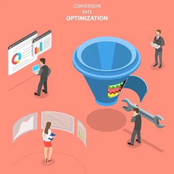 Isometric flat vector concept of conversion rate optimization. Stock Illustration