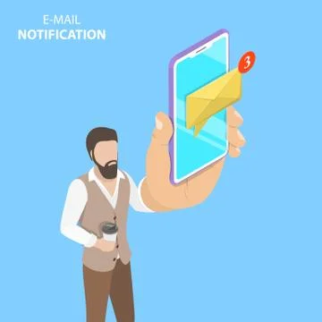 Isometric flat vector concept of e-mail notification. Stock Illustration