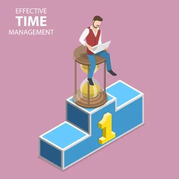 Isometric flat vector concept of effective time management, planning. Stock Illustration