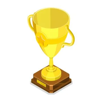 Isometric flat vector concept of a golden winner cup. Stock Illustration