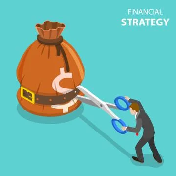 Isometric flat vector concept of growth strategy and financial goal. Stock Illustration