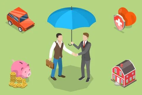 Isometric flat vector concept of insurance policy. Stock Illustration