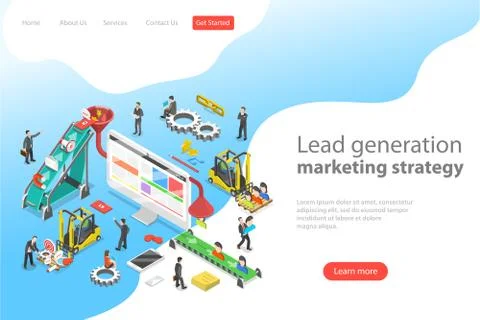 Isometric flat vector concept of lead generation strategy. Stock Illustration