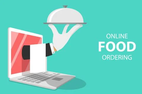 Isometric flat vector concept for online food ordering. Stock Illustration