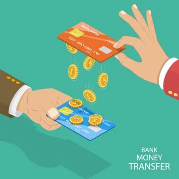 Isometric flat vector concept of online bank tranfer, online banking. Stock Illustration