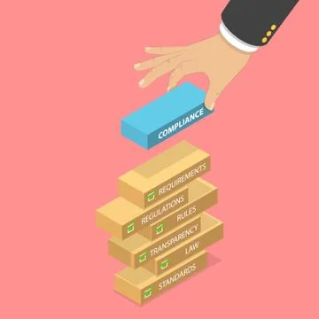 Isometric flat vector concept of regulatory compliance. Stock Illustration