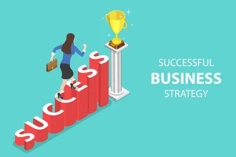 Isometric flat vector concept of success, competition. Stock Illustration