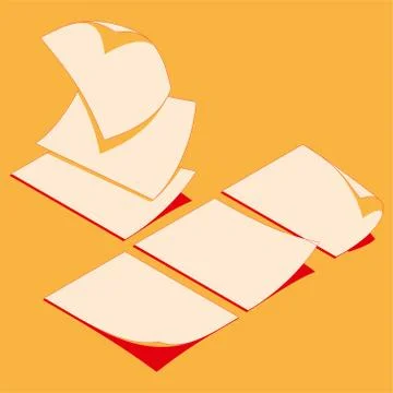 Isometric flat vector illustration of blank sheets A4 Stock-Illustration