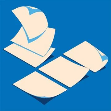 Isometric flat vector illustration of blank sheets A4 Stock Illustration
