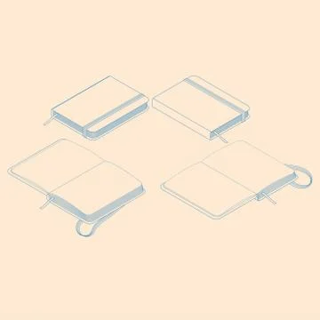 Isometric flat vector illustration of copybook notepad. Stock Illustration