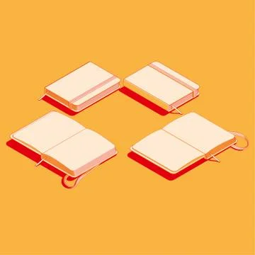 Isometric flat vector illustration of copybook notepad. Stock Illustration
