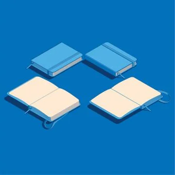 Isometric flat vector illustration of copybook notepad. Stock Illustration