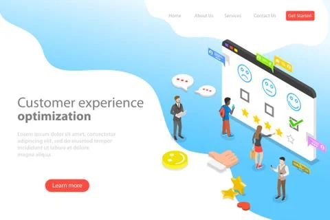 Isometric flat vector landing page template of customer experience optimization. Stock Illustration
