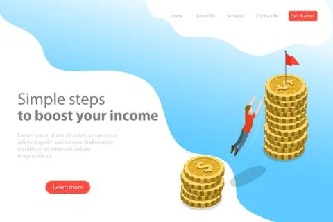 Isometric flat vector landing page template of business motivation. Stock Illustration
