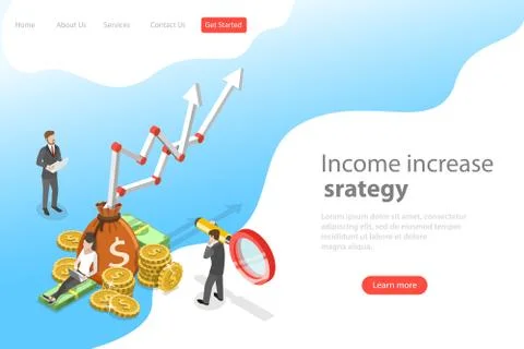 Isometric flat vector landing page template of income increase strategy. Stock Illustration