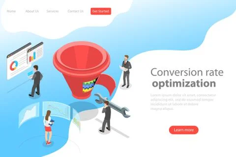 Isometric flat vector landing page template of conversion rate optimization. Stock Illustration