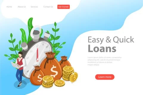 Isometric flat vector landing page template of quick loan, easy cash. Stock Illustration