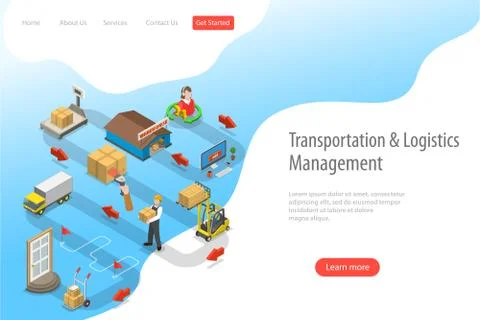 Isometric flat vector landing page template of express delivery service. Stock Illustration