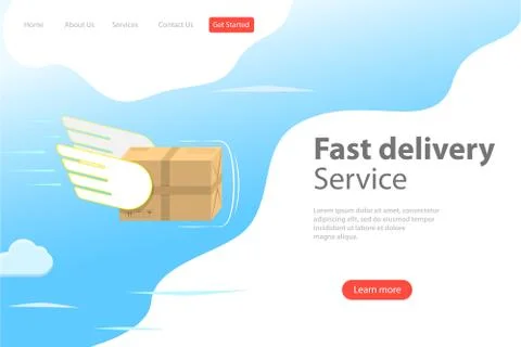 Isometric flat vector landing page template of express delivery service. Stock Illustration