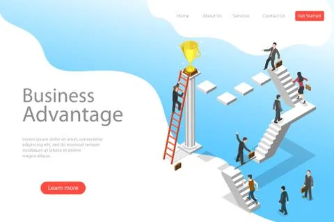 Isometric flat vector landing page template of business advantage. Stock Illustration