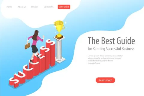 Isometric flat vector landing page template of success. Stock Illustration