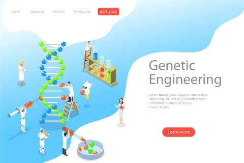 Isometric flat vector landing page template of genetic engineering. Stock-Illustration