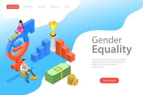 Isometric flat vector landing page template of gender equality. Stock Illustration