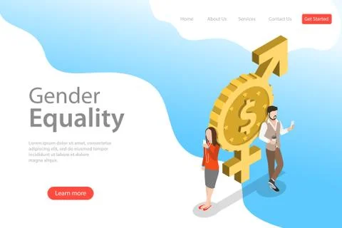 Isometric flat vector landing page template of gender equality. Stock Illustration